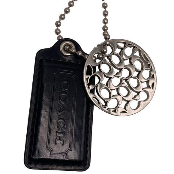 COACH Black Silver Circle Replacement Hang Tag Bag Charm - Picture 1 of 3